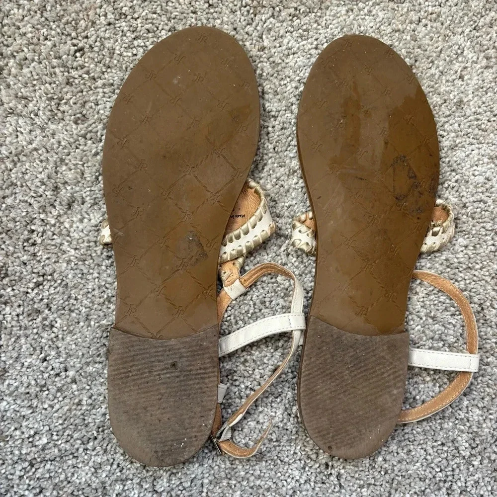 Jack Rogers Maci Sandals Cream Gold Size 8.5 Strapback Flip Flop